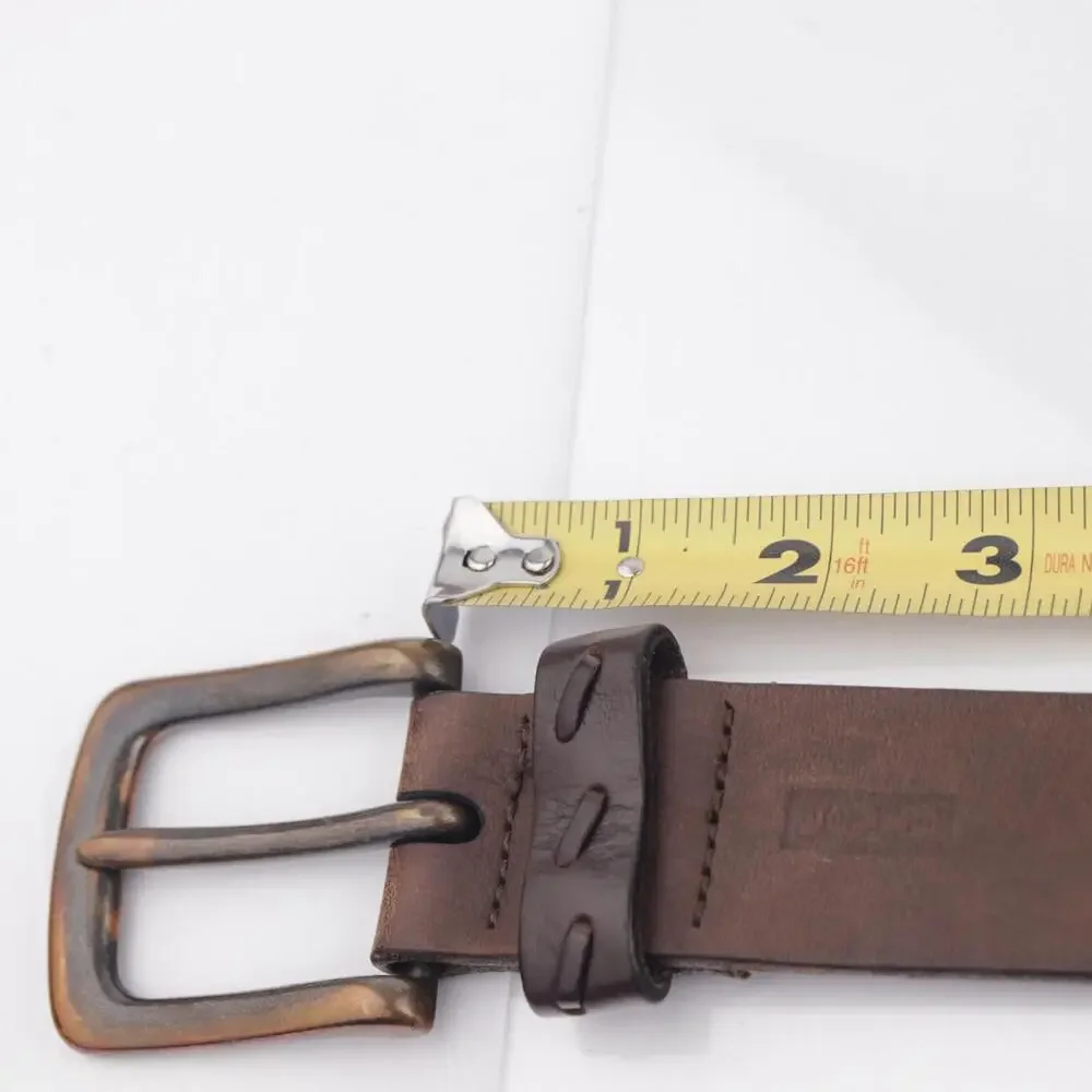 Levis Mens Belt Size 40 Brown Leather‎ Whipstitched Adjustable Casual